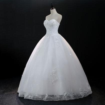 Design Lace Applique Strapless Full Length Bridal..