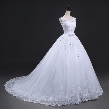 Real Photo Ball Gown Lace Applique Beaded Full..