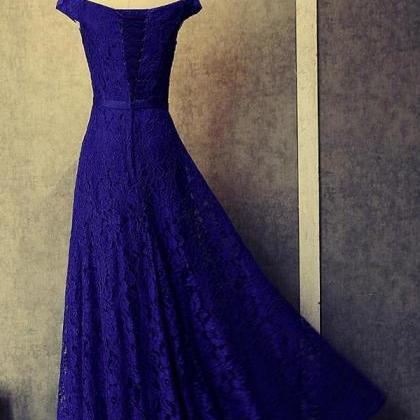 Blue Lace Prom Dress Evening Dress Party Dress..