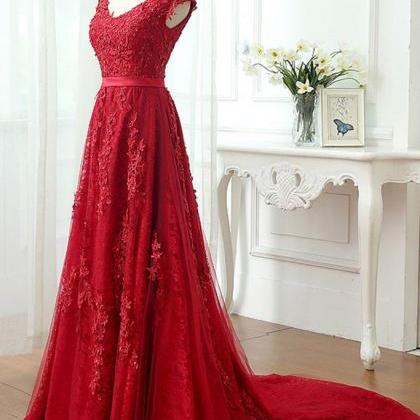 Sexy Strapless Lace Cap Shoulder Ball Gown Prom..