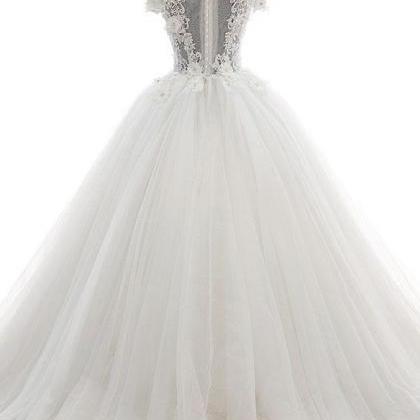 White/ivory Lace Ball Gown Prom Dress Evening..