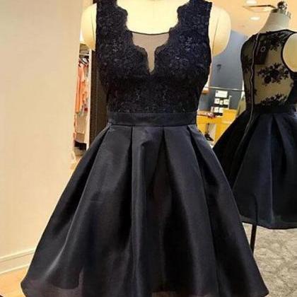 Lace Black Short Prom Dress Evening Dress Party..