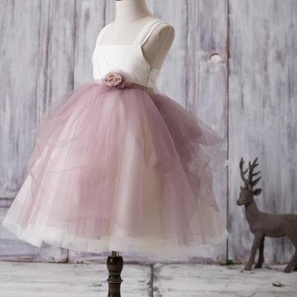 Flower Girl Dress With Bow , Kid Party Pageant..