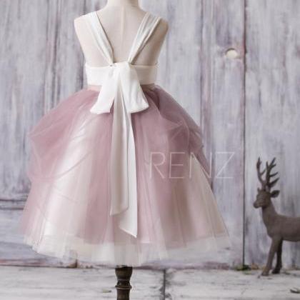Flower Girl Dress With Bow , Kid Party Pageant..
