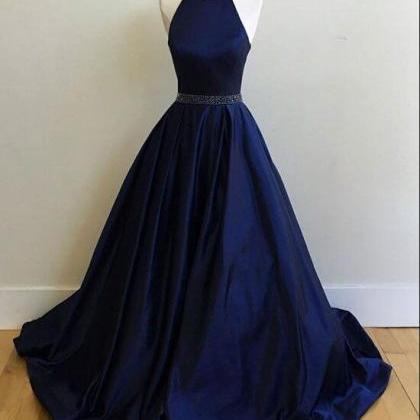 Halter Prom Dresses,royal Blue Prom Dresses,long..