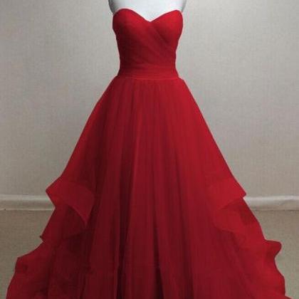 Red Lace Up Prom Dresses,handmade Evening..