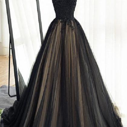Black Jewel Lace Applique Wedding Dress Evening..