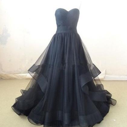 Strapless Ball Gown Sexy Black Wedding Dress..