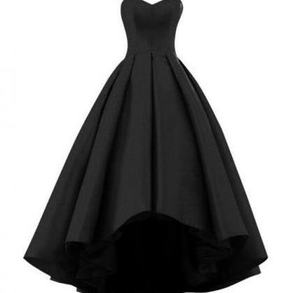Strapless A Line Sexy Black Satin Wedding Dress..