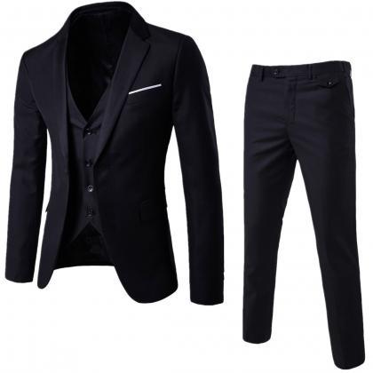 Designer Men Suit Groom Tuxedos Groomsmen Side..