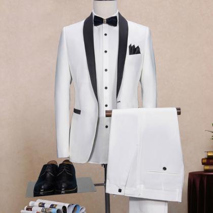 White Wedding Men Suits Black Shawl Lapel Two..