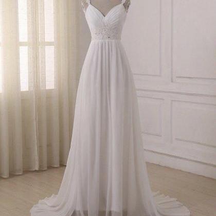 Wedding Dresses White/ivory Chiffon Beads Full..