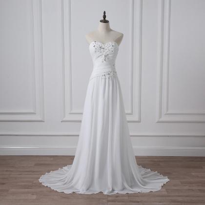 Wedding Dress Sweetheart Sleeveless Corset Chiffon..