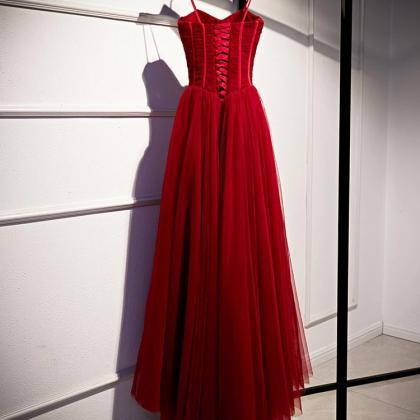 Sexy Red Full Length Prom Dress Evening Dress..