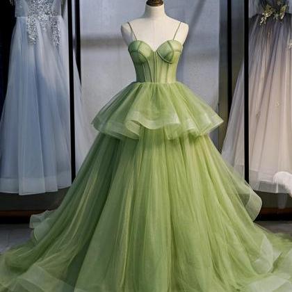 Fluorescent Green Strapless Full Length Wedding..