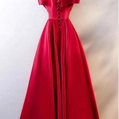 Red Full Length Wedding Dress Prom Dress Evening..