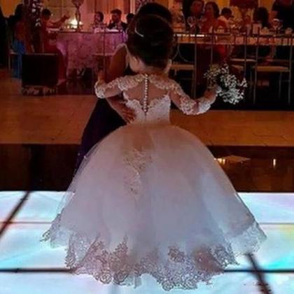 Lace Applique Flower Girl Dresses For Weddings Bow..
