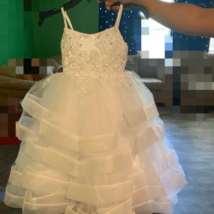 Real Photo White Ball Gown Flower Girl Dresses For..