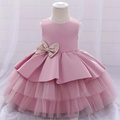 Real Photo Pink Flower Girl Dresses For Weddings..
