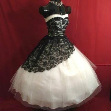 Elegant Wedding Dresses Black White Lace Gothic..