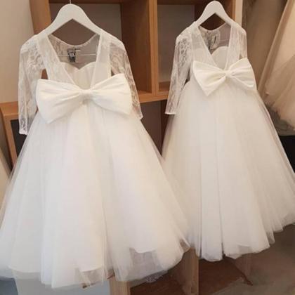 White Flower Girl Dresses For Wedding Lace..