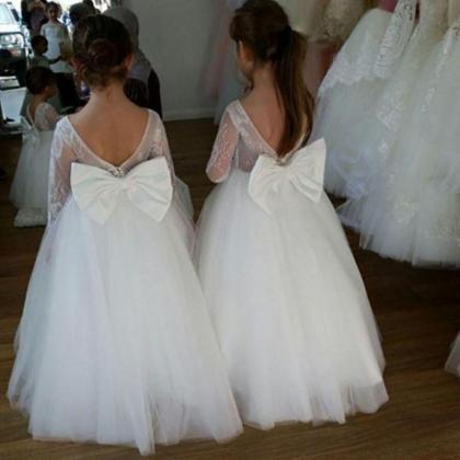 White Flower Girl Dresses For Wedding Lace..