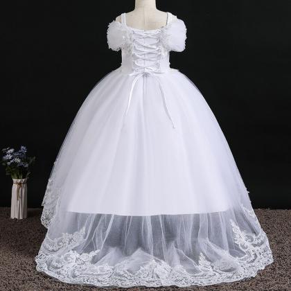 Lace Flower Girl Dresses For Girl Embroidered Ball..