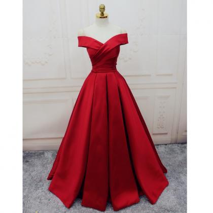 Blue V Neck Satin Long Red Prom Dress, Blue..