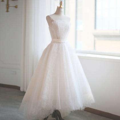 White Tulle Lace Short Prom Dress Evening Dress