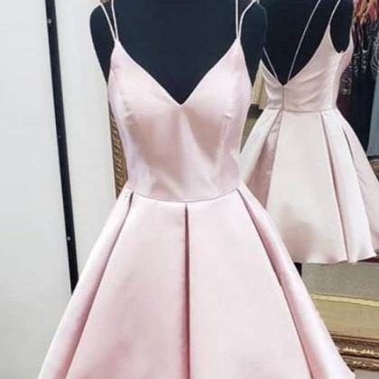 Pink Short Prom Dress, Backless Pink Homecoming..