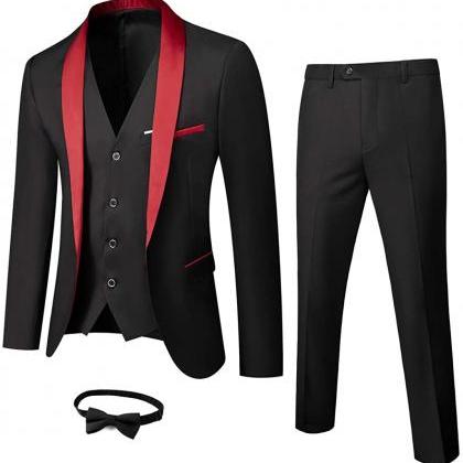 Mens Suit 3-piece Suit Shawl Lapel One Button..