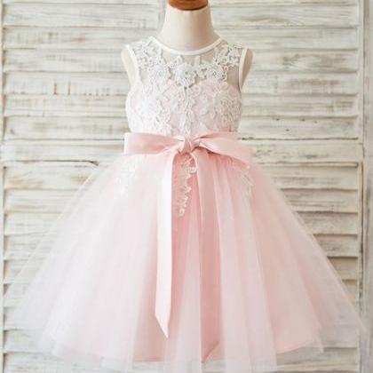 Pink Tutu And Florallace Applique Ball Gown..