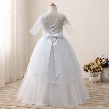 Short Sleeve Lace Wedding Girl Dress Flower Girl..