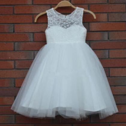 Little Girl Cute Ball Gown Lace Wedding Girl Dress..