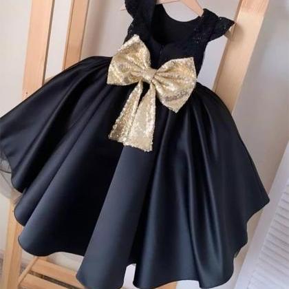 Black Flower Girl Dress For Wedding Kids Pageant..