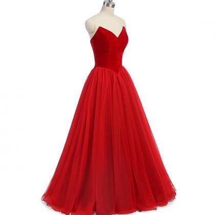 Elegant Velvet Tulle Long Prom Dress, Evening..