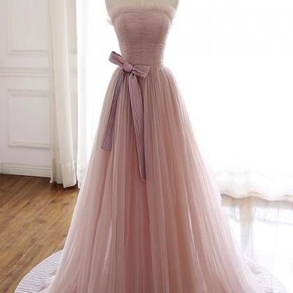 Pink Tulle Long A Line Prom Dress Formal Occasion..