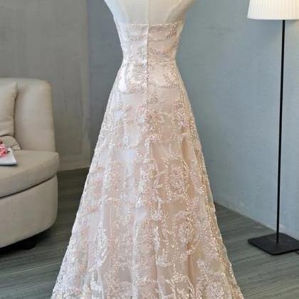 A Line Strapless Lace Prom Dresses Formal Evening..