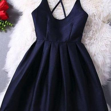 Lovey Blue Graduation Dresses Short Navy Blue Women Dresses