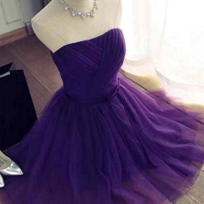 Dark Purple Cute Tulle Knee Length Formal Dress,..