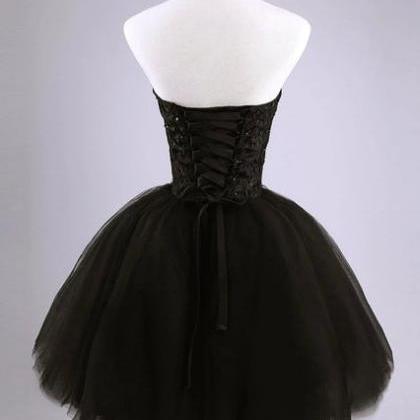 Beautiful Black Short Lace And Tulle Homecoming Dress, Sweetheart Short ...
