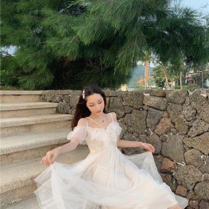 Summer Fairy Dress Women French Style Lace Chiffon..