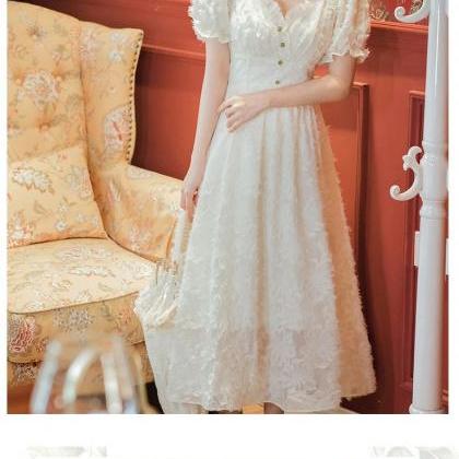 Vintage Elegant Dress Women French Retro Kawaii..
