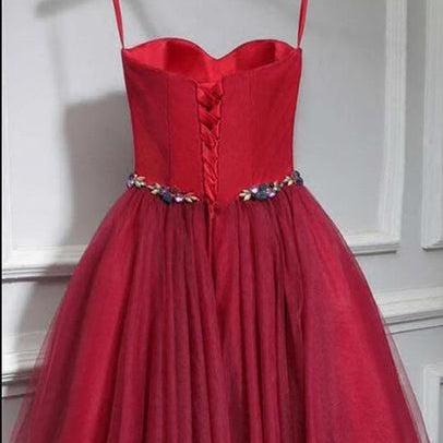 Cute Red Tulle Sweetheart Homecoming Prom Dress,..