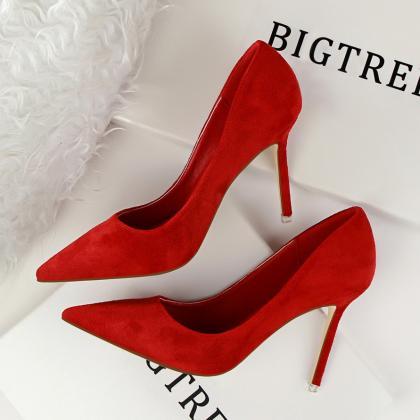 Simple Stiletto High Heels Shallow Open Pointed..
