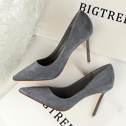 Simple Stiletto High Heels Shallow Open Pointed..