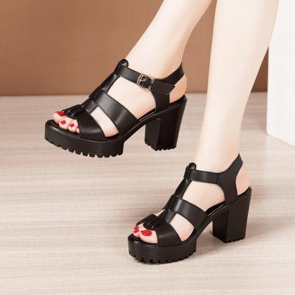 Block Heel Platform Sandals Women Shoes Summer..