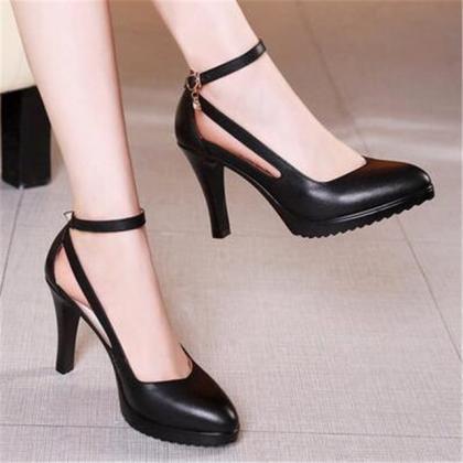 Genuine Leather Shoes Women Round Toe Pumps Sapato..