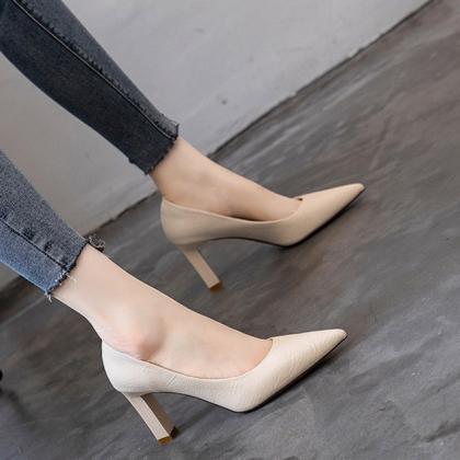 8cm Thick-heeled Shoes Women's Spring..