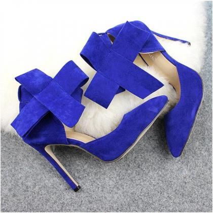 Spring Summer Fashion Sexy Big Bow Pointed Toe..
